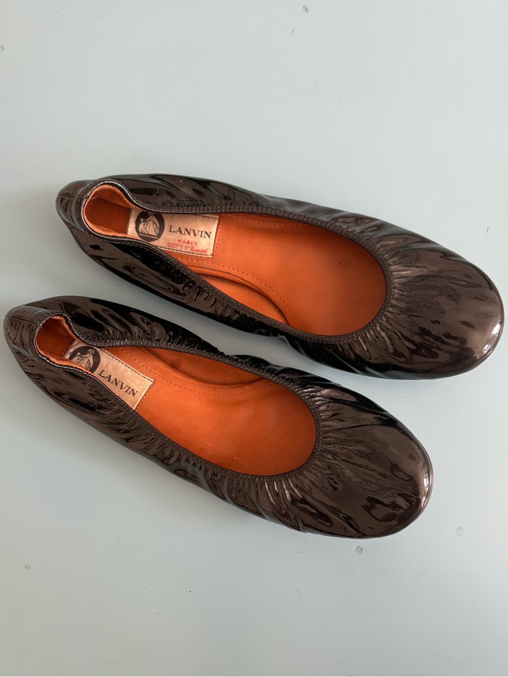 Vintage Lanvin patent leather black flats